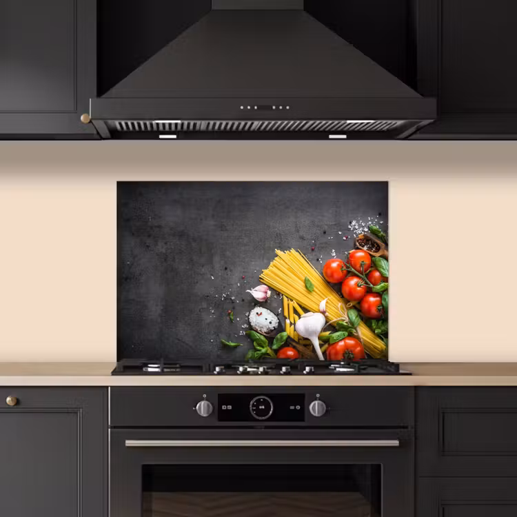 Spatscherm keuken - Pasta - Kruiden - Tomaat - Specerijen - Rustiek — 2