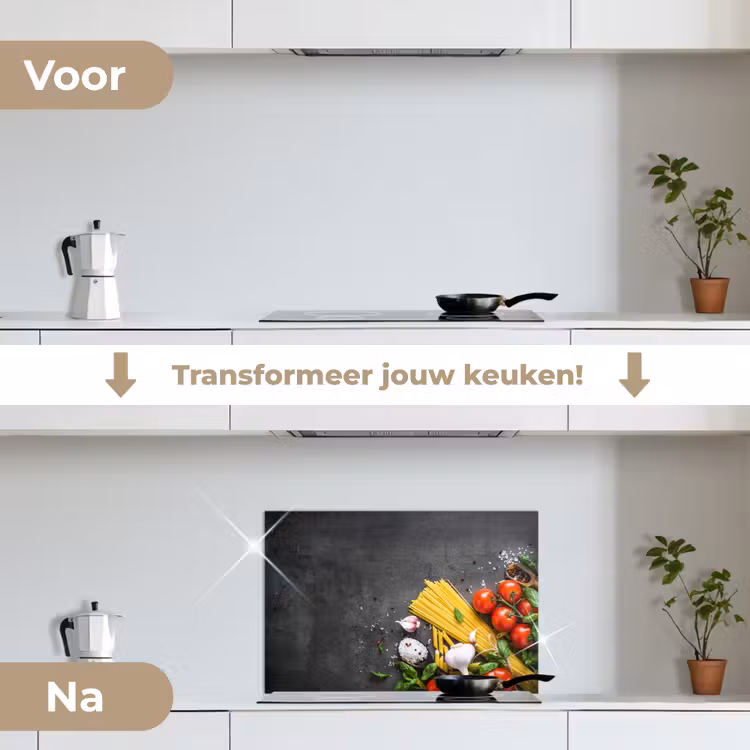 Spatscherm keuken - Pasta - Kruiden - Tomaat - Specerijen - Rustiek — 3