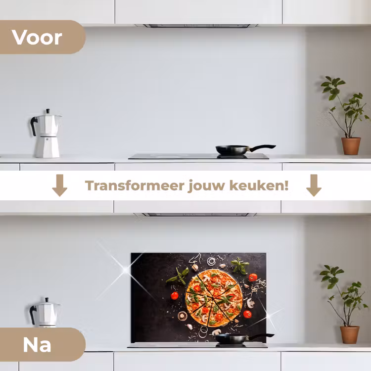 Spatscherm keuken - Pizza - Groente - Kruiden - Keuken - Industrieel — 3
