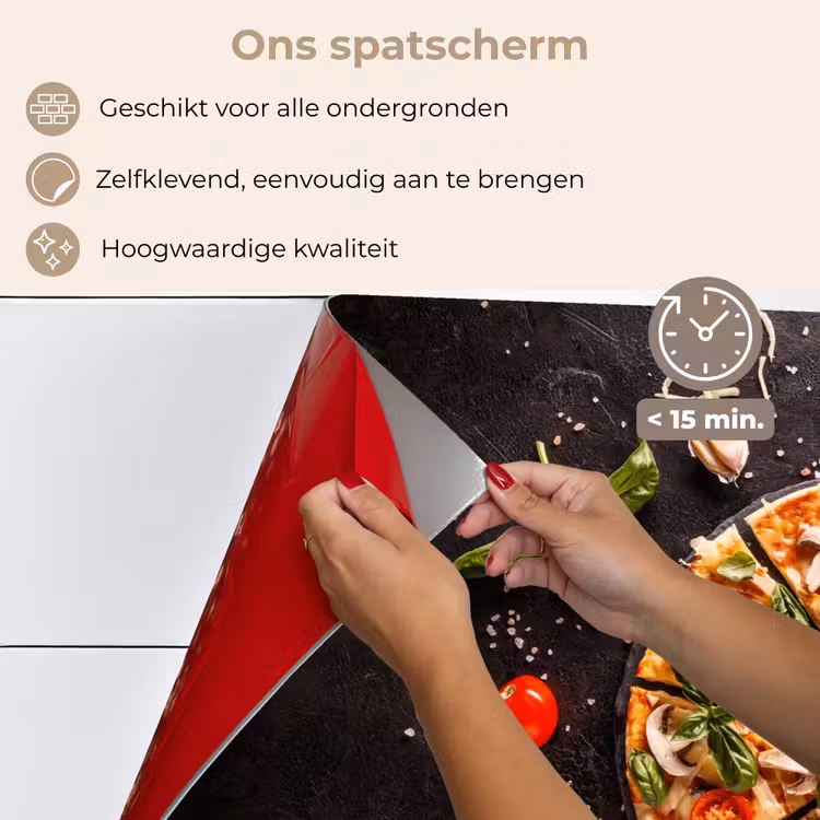 Spatscherm keuken - Pizza - Groente - Kruiden - Keuken - Industrieel — 4