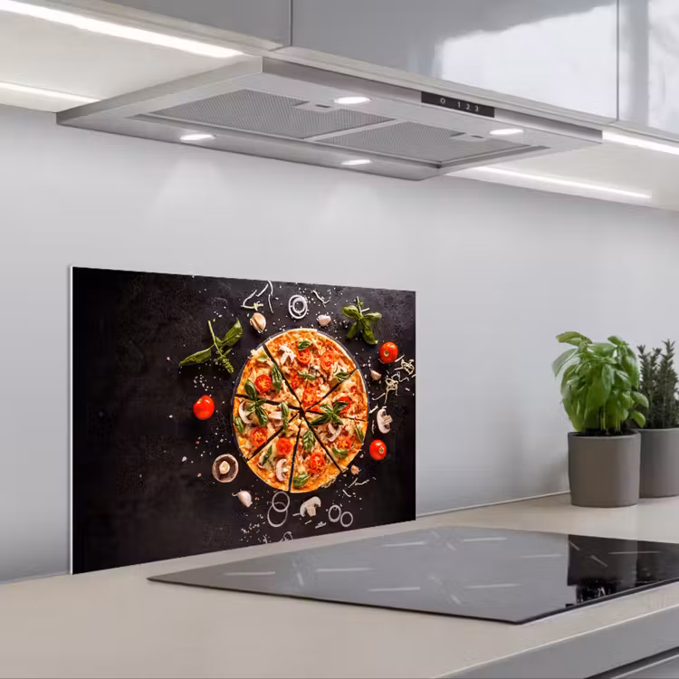 Spatscherm keuken - Pizza - Groente - Kruiden - Keuken - Industrieel — 5