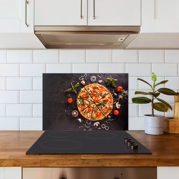 Spatscherm keuken - Pizza - Groente - Kruiden - Keuken - Industrieel — 6