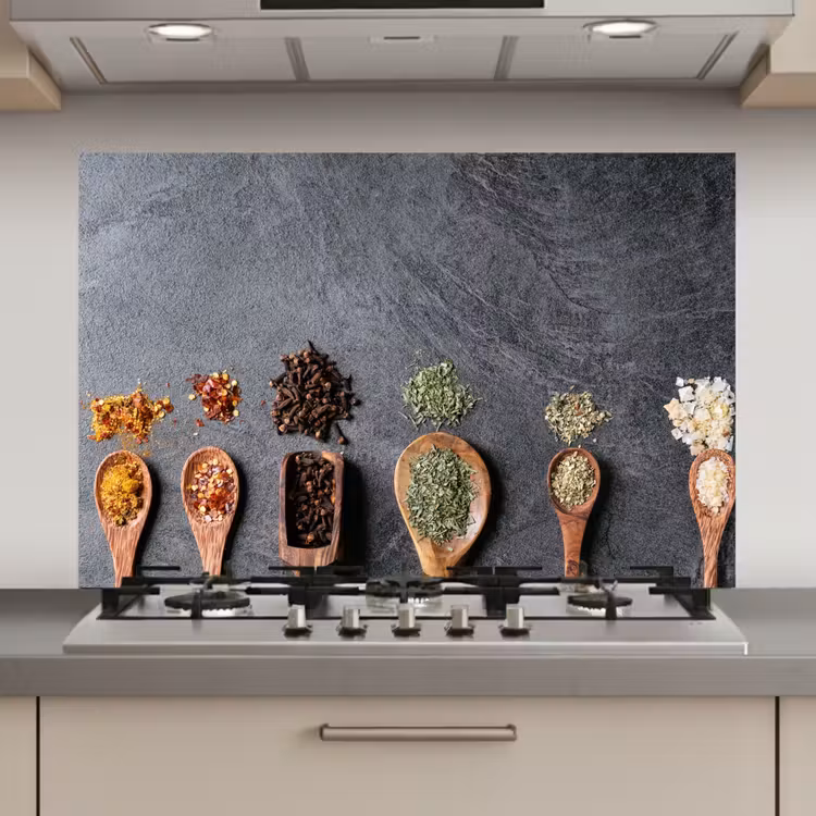 Spatscherm keuken - Pollepel - Kruiden - Specerijen - Industrieel — 1