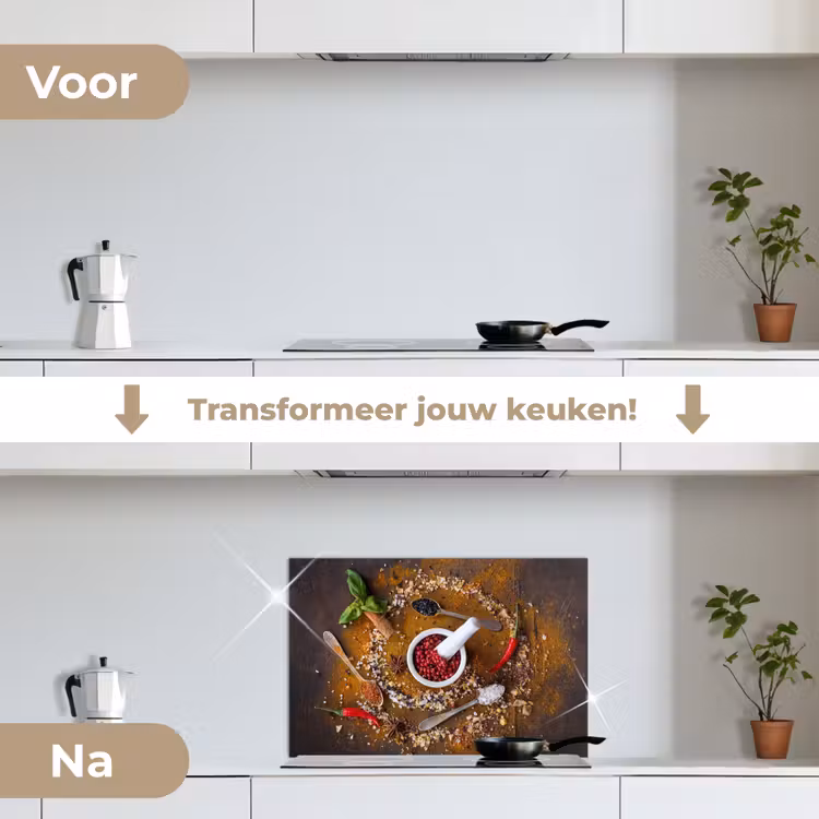 Spatscherm keuken - Vijzel - Kruiden - Lepels - Specerijen - Bruin - Peper — 3