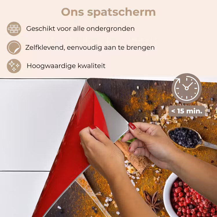Spatscherm keuken - Vijzel - Kruiden - Lepels - Specerijen - Bruin - Peper — 4