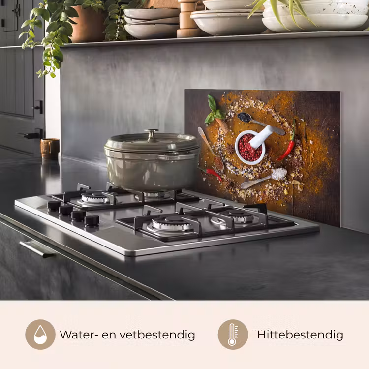 Spatscherm keuken - Vijzel - Kruiden - Lepels - Specerijen - Bruin - Peper — 7