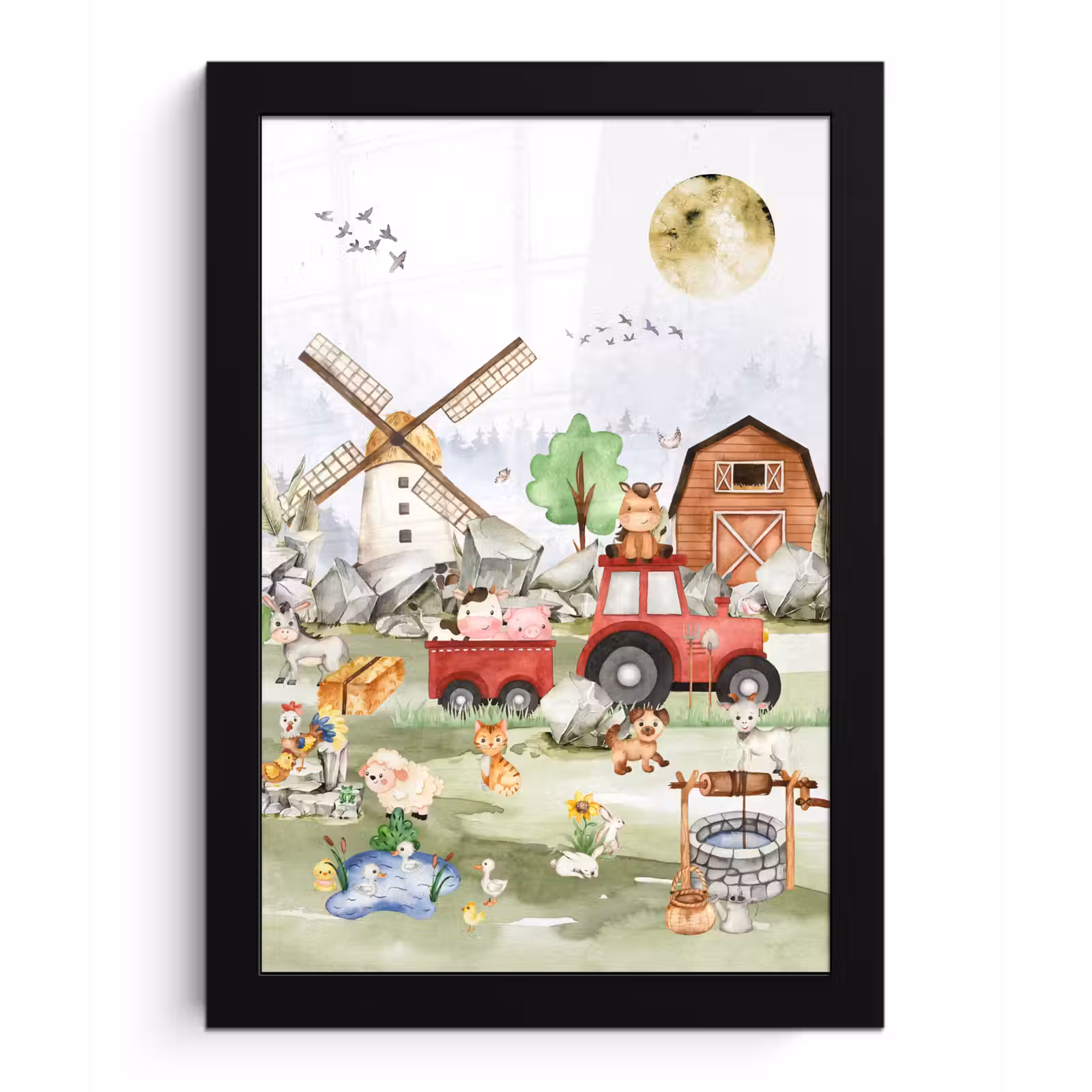 Poster met lijst - Boerderij - Trekker - Kinderen - Dieren — 1