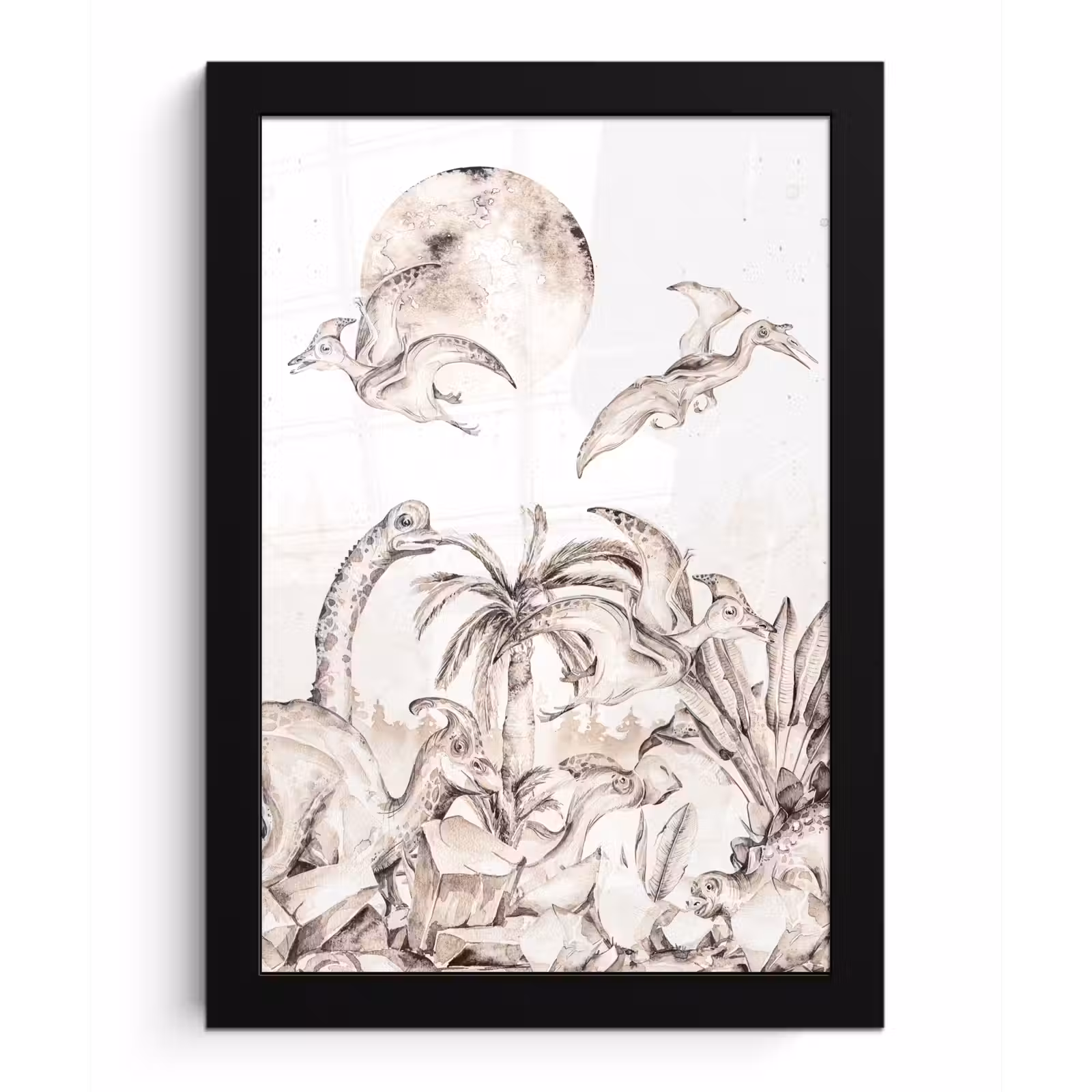 Poster met lijst - Dino - Kinderen - Jungle - Planten - Kids — 1