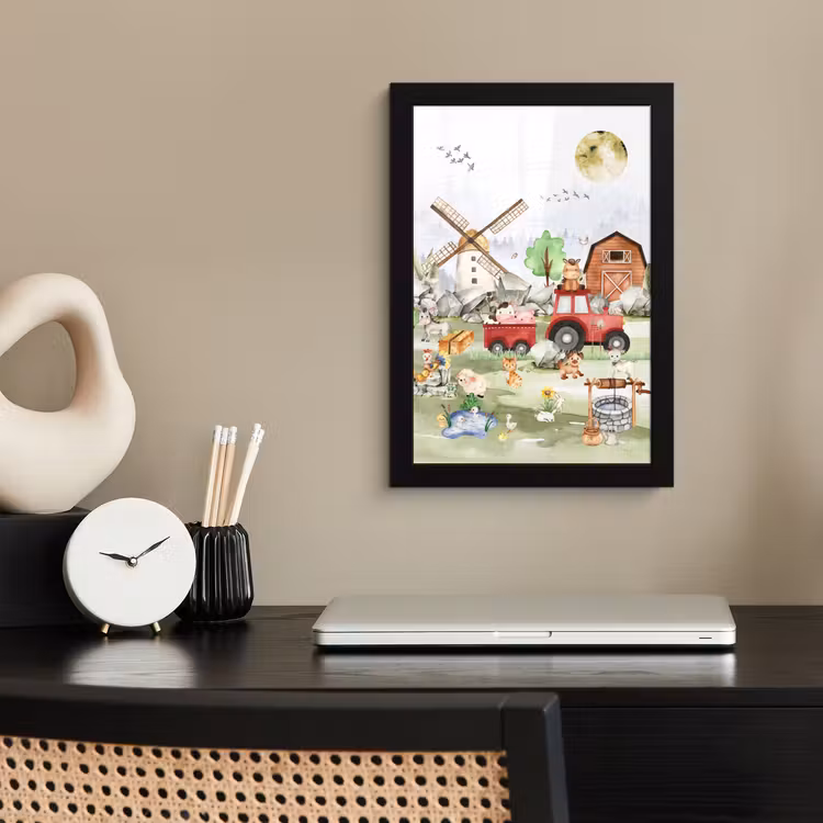 Poster met lijst - Boerderij - Trekker - Kinderen - Dieren — 2