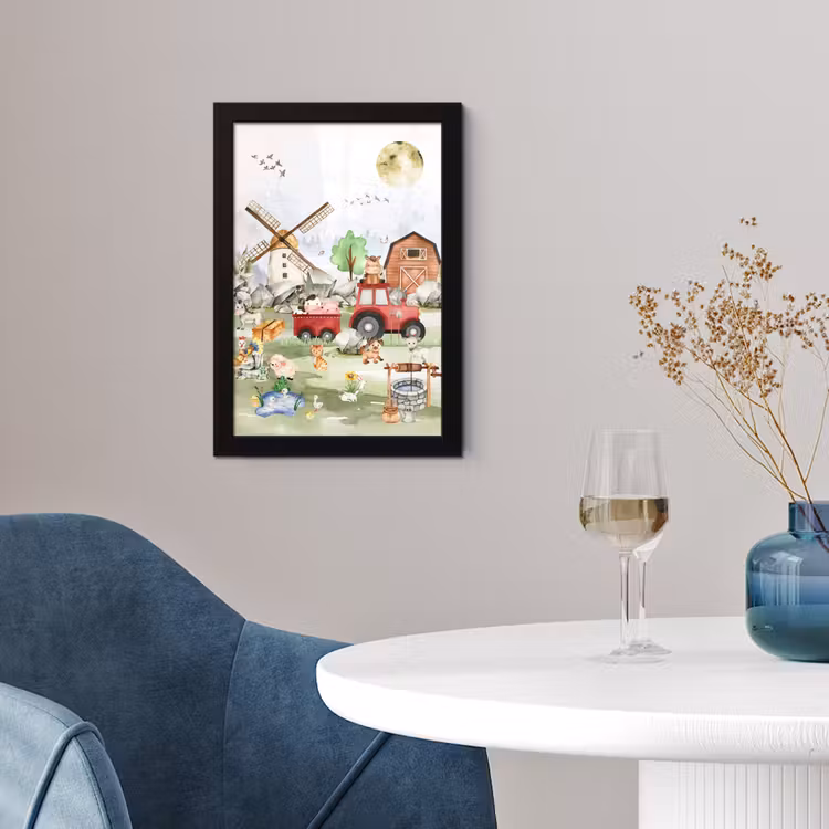 Poster met lijst - Boerderij - Trekker - Kinderen - Dieren — 4