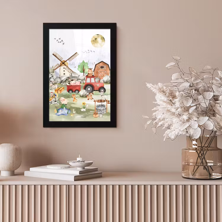 Poster met lijst - Boerderij - Trekker - Kinderen - Dieren — 5