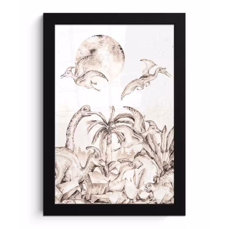 Poster met lijst - Dino - Kinderen - Jungle - Planten - Kids — 1