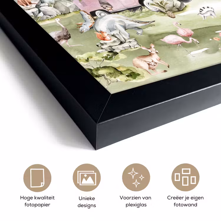 Poster met lijst - Dinosaurus - Kinderen - Bus - Bomen - Dieren - Kids — 6