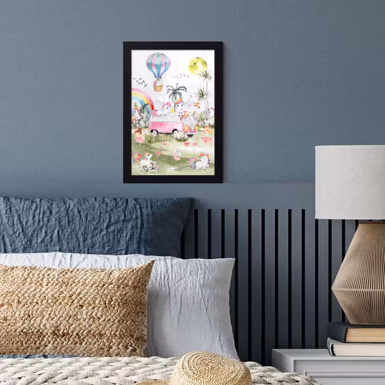 Poster met lijst - Unicorn - Regenboog - Kinderen - Meiden - Auto — 3