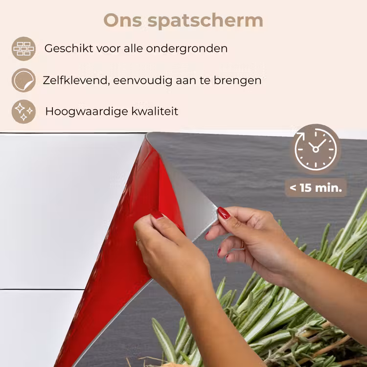 Spatscherm keuken - Tijm - Kruiden - Groen - Tafel - Keuken - Steen — 4