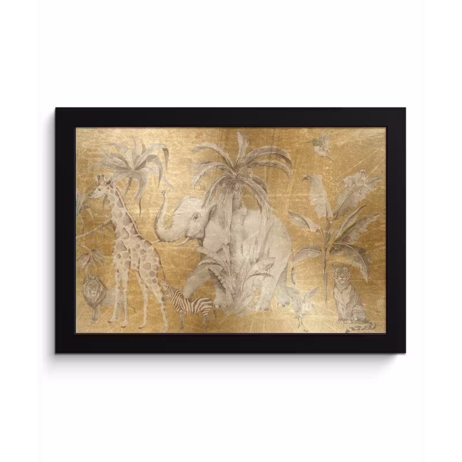 Poster met lijst - Jungle - Kinderen - Goud - Kinderen - Dieren — 1