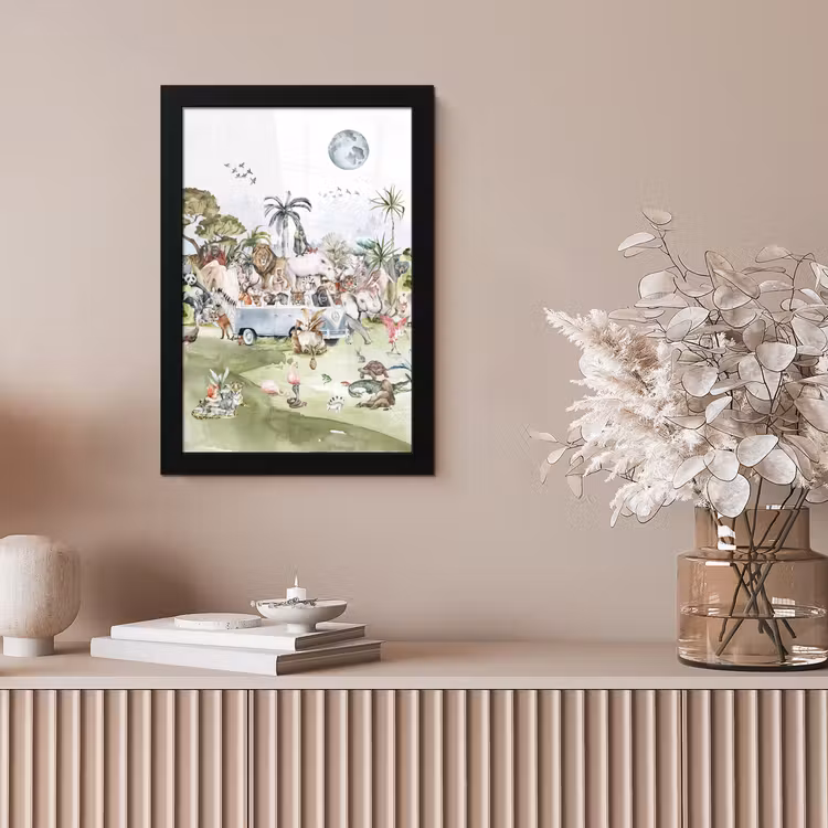Poster met lijst - Jungle - Bus - Dieren - Kinderen - Planten — 5