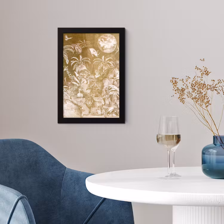 Poster met lijst - Jungle - Goud - Kinderen - Planten - Dieren — 4
