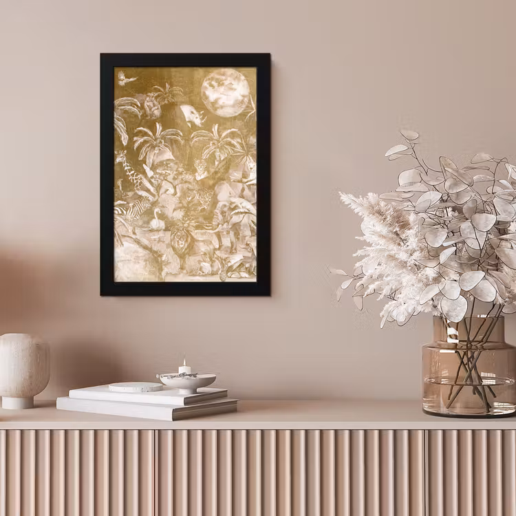 Poster met lijst - Jungle - Goud - Kinderen - Planten - Dieren — 5