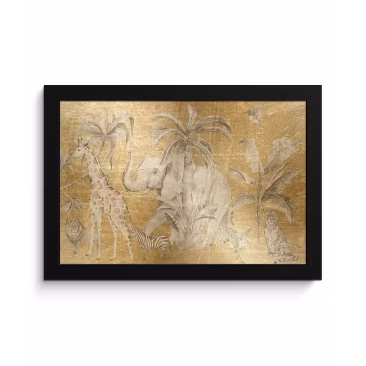 Poster met lijst - Jungle - Kinderen - Goud - Kinderen - Dieren — 1
