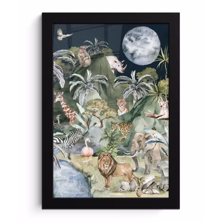 Poster met lijst - Kinderen - Jungle - Natuur - Dieren - Planten — 1