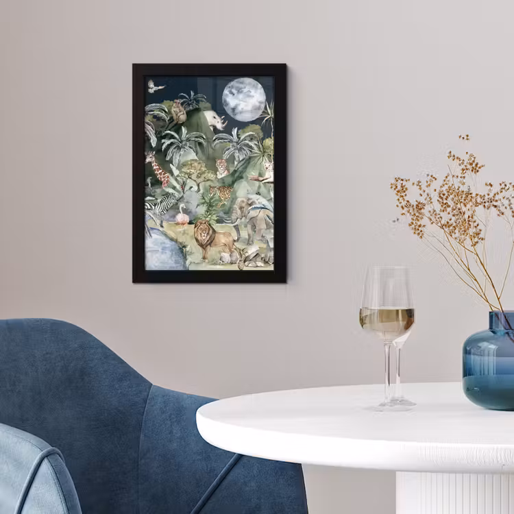 Poster met lijst - Kinderen - Jungle - Natuur - Dieren - Planten — 4