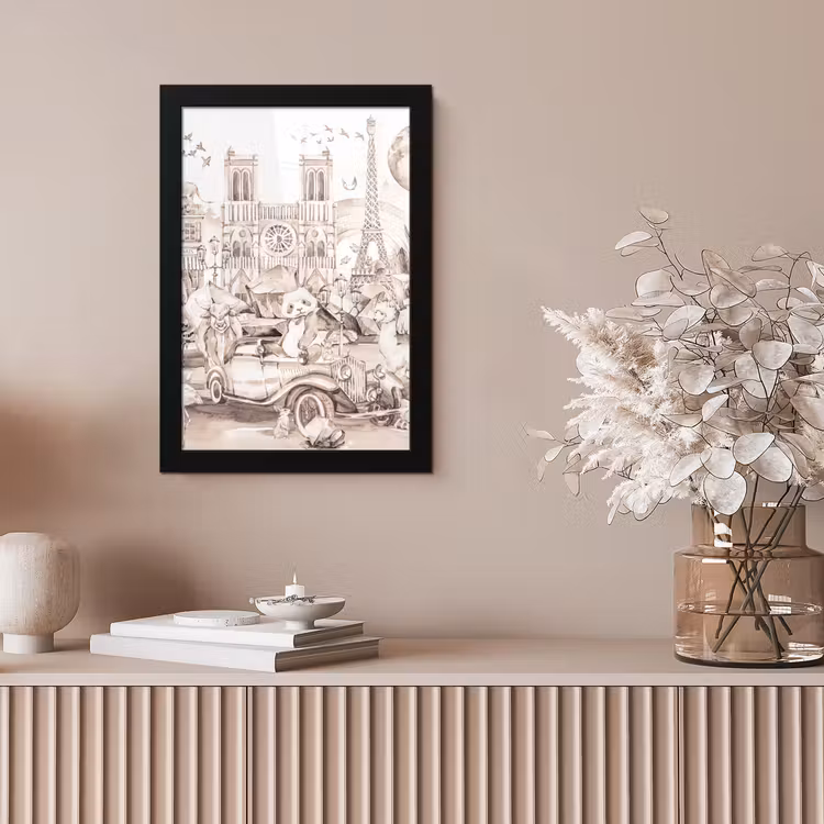 Poster met lijst - Kinderen - Parijs - Panda - Dieren - Luchtballon — 5