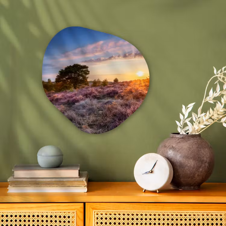 Organische Formen – Aluminium – Bloeiende heide tijdens zonsondergang in Nederland — 2