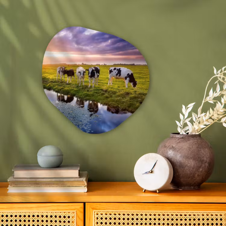 Organische Formen – Aluminium – Koeien tijdens een zonsondergang — 2
