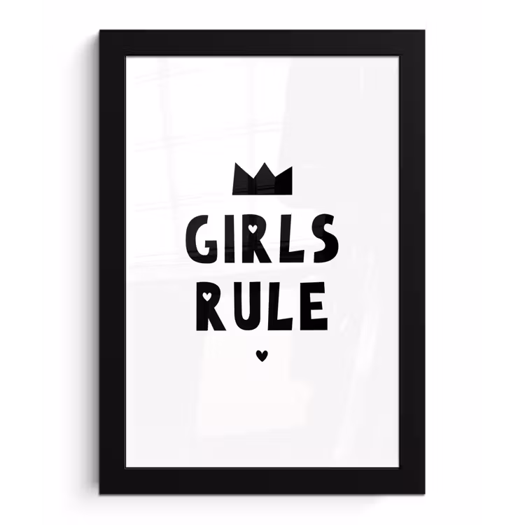 Poster met lijst - Quotes - Kinderen - Meisjes - Girls Rule - Spreuken — 1