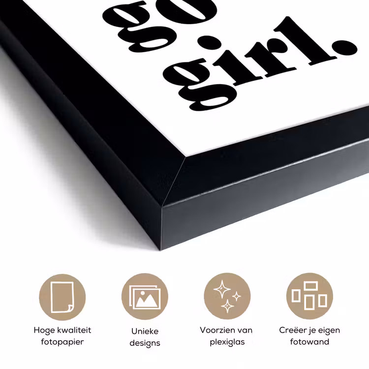 Poster met lijst - Spreuken - You go girl - Meisjes - Kinderen - Quotes — 6