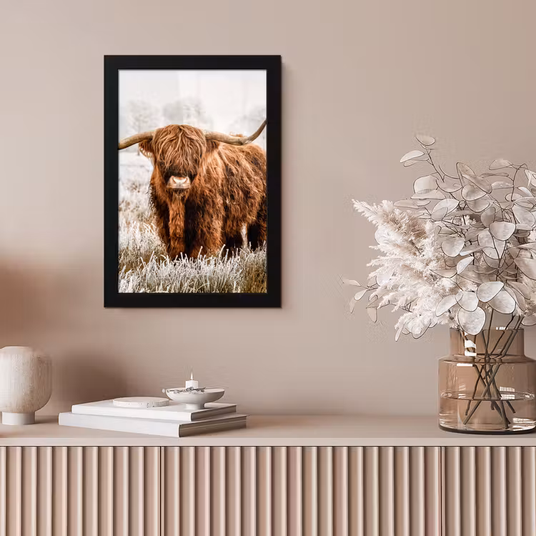 Poster met lijst - Schotse hooglander - Koe - Natuur - Winter — 5