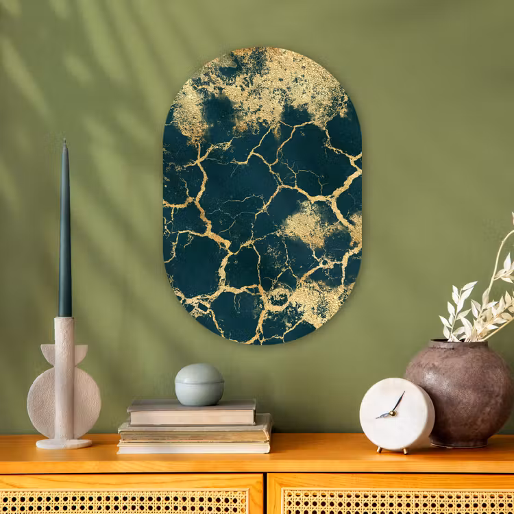 Muurovaal - Goud - Marmer - Groen — 2