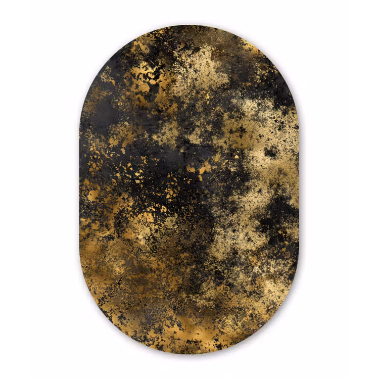 Muurovaal - Goud - Zwart - Abstract — 1