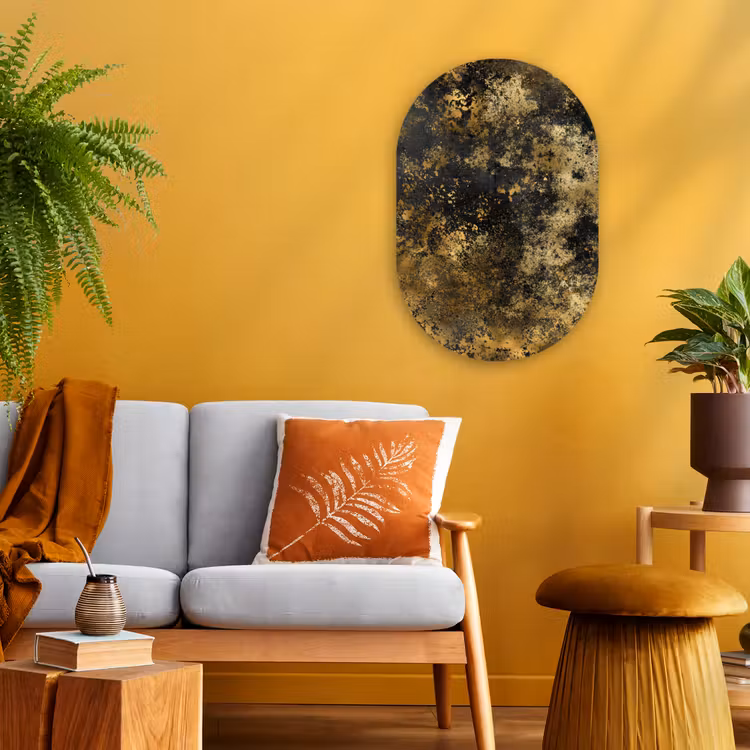 Muurovaal - Goud - Zwart - Abstract — 2