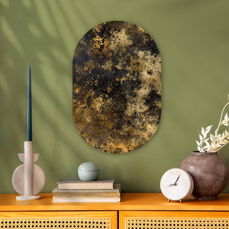 Muurovaal - Goud - Zwart - Abstract — 3
