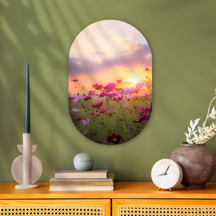 Muurovaal - Zonsondergang - Bloemen - Roze - Natuur - Groen — 2
