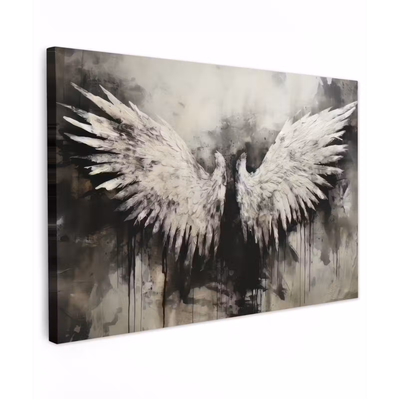 Canvas schilderij - Engel - Vleugels - Zwart - Wit — 1