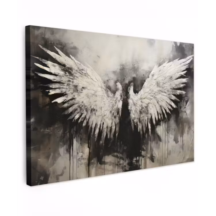 Canvas schilderij - Engel - Vleugels - Zwart - Wit — 1