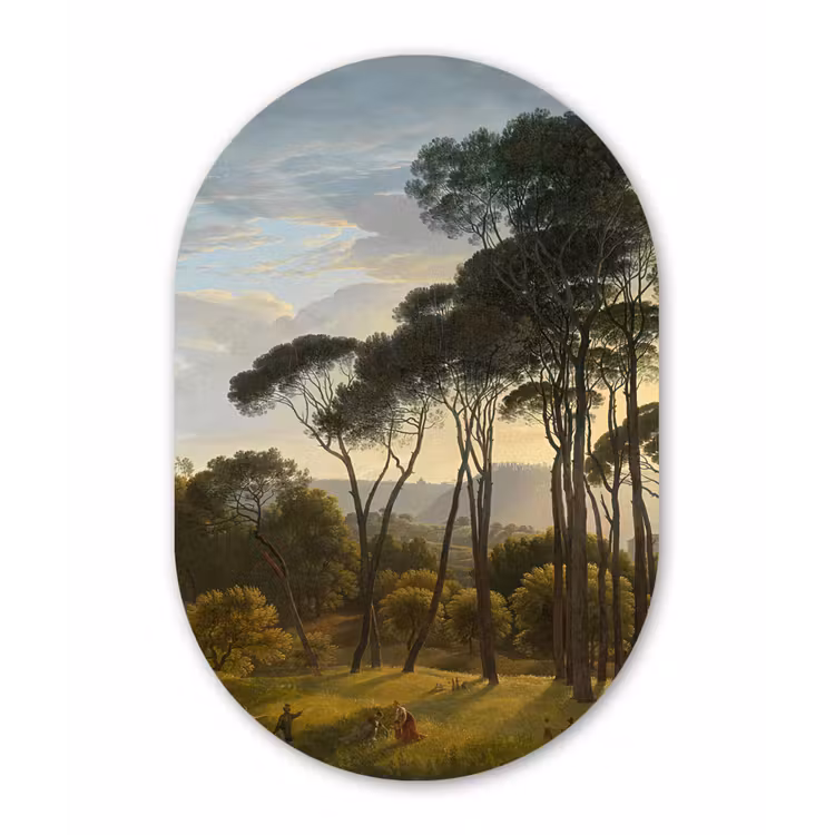 Muurovaal - Italiaans landschap met parasoldennen - Schilderij van Hendrik Voogd — 2
