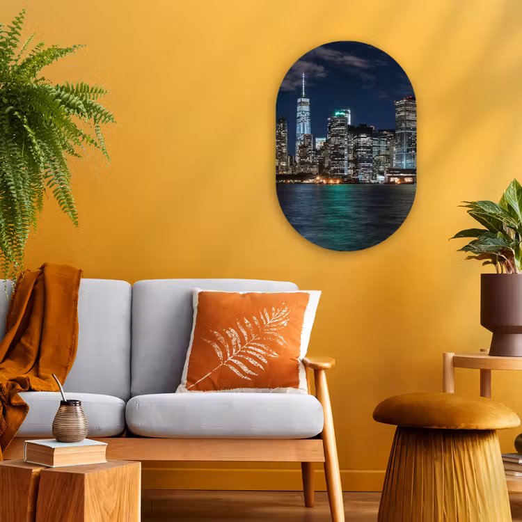Muurovaal - New York - Skyline - Sterrenhemel — 1