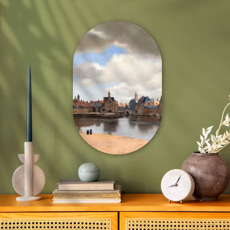 Muurovaal - Gezicht op Delft - Schilderij van Johannes Vermeer — 1