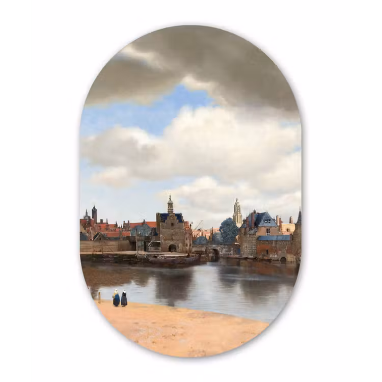 Muurovaal - Gezicht op Delft - Schilderij van Johannes Vermeer — 2