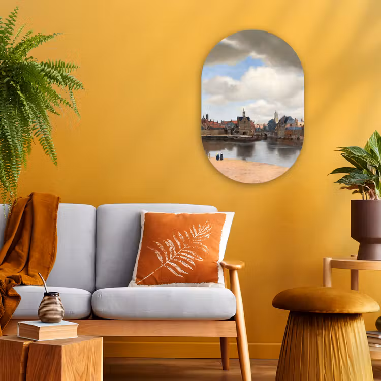Muurovaal - Gezicht op Delft - Schilderij van Johannes Vermeer — 3