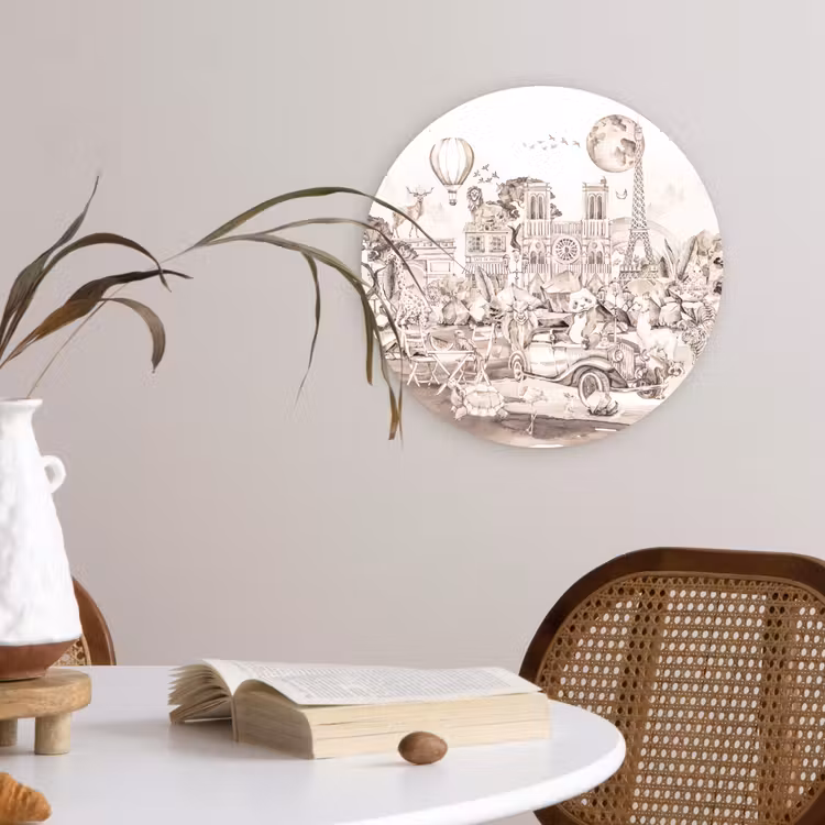 Muurcirkel - Kinderen - Parijs - Panda - Dieren - Luchtballon — 4