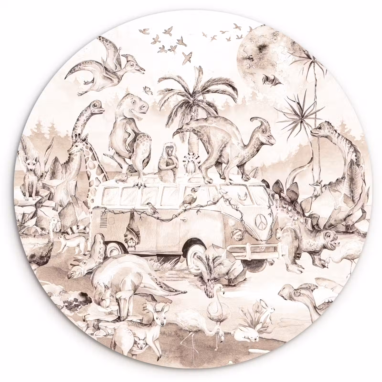Muurcirkel - Dinosaurus - Bus - Kinderen - Dieren - Bomen — 1