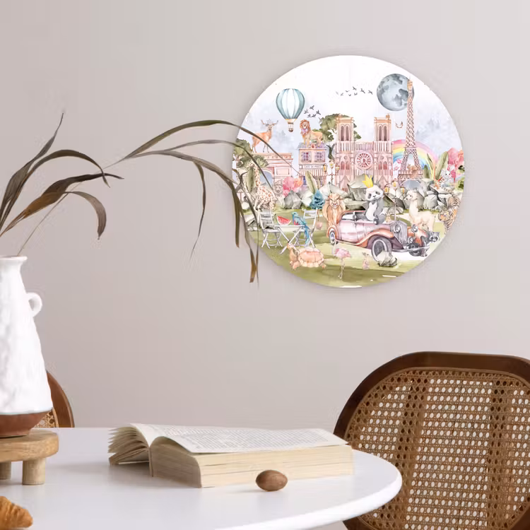 Muurcirkel - Parijs - Regenboog - Kinderen - Roze - Meisjes - Dieren — 4