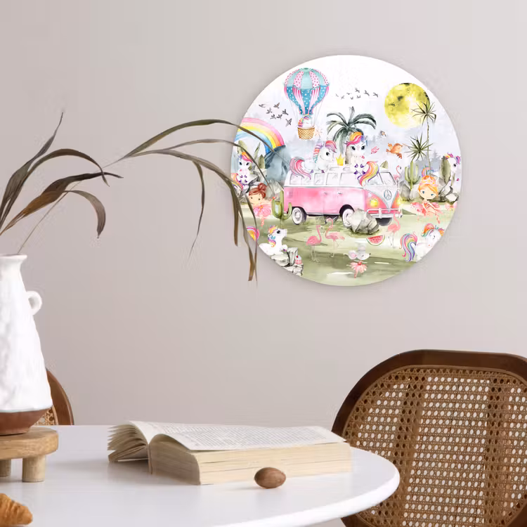 Muurcirkel - Unicorn - Regenboog - Kinderen - Meiden - Auto — 4