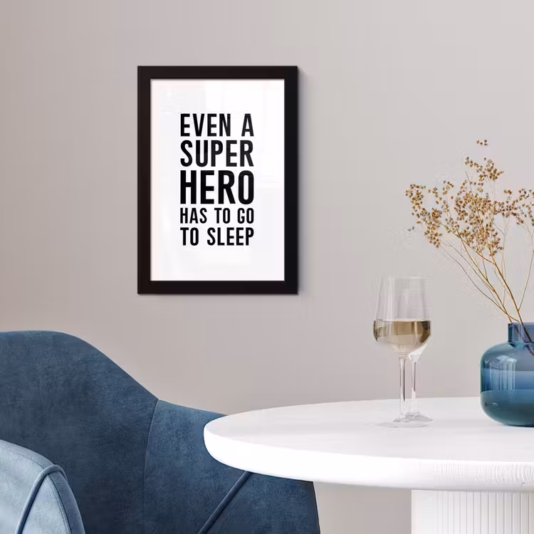 Poster met lijst - Quotes - Jongens - Even a super hero has to to go sleep - Spreuken - Kinderen — 4