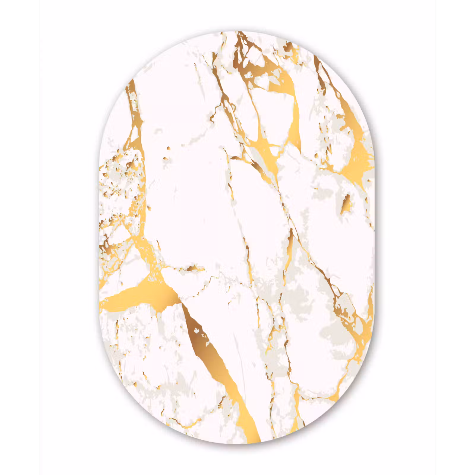 Muurovaal - Marmer - Goud - Wit - Chic — 1